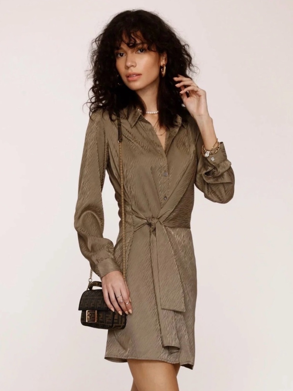 Heartloom Bryn Shirt Dress in Taupe XS